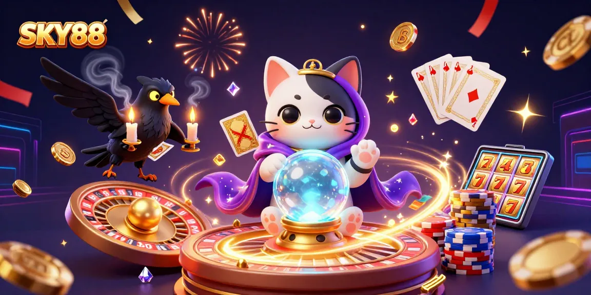 Experience the thrilling gaming world of SKY88 with vibrant characters and dynamic casino elements.