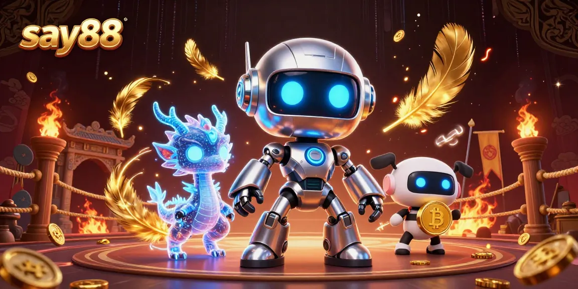 Engage in exciting gameplay on say88 with an immersive 3D casino scene featuring futuristic elements.