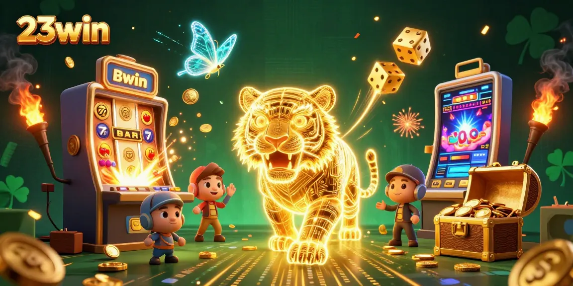 Experience thrilling casino action with 23win's vibrant digital landscape filled with energetic game elements.