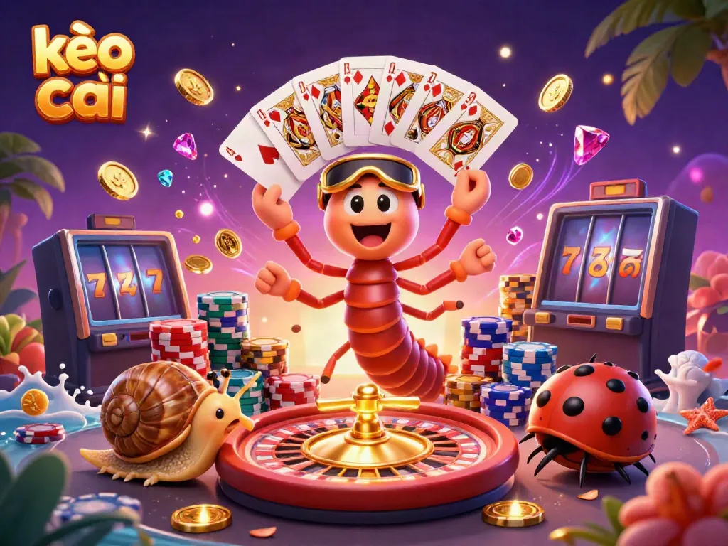 Experience kèo nhà cái excitement with a lively cartoon casino scene featuring dynamic characters and vibrant game elements.