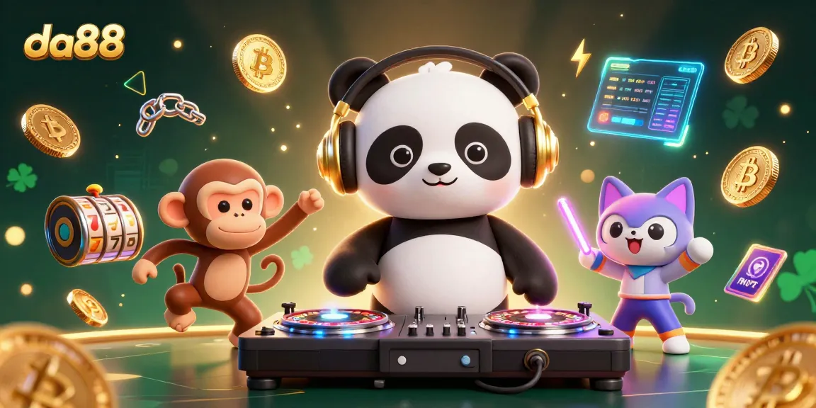 Experience thrilling gameplay at da88 with a vibrant scene of a DJ panda and friends celebrating win.