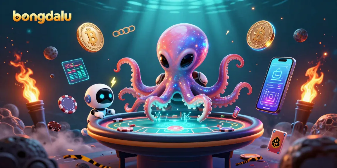 Experience high-energy gameplay with bongdalu at a floating poker table ruled by a cosmic octopus.