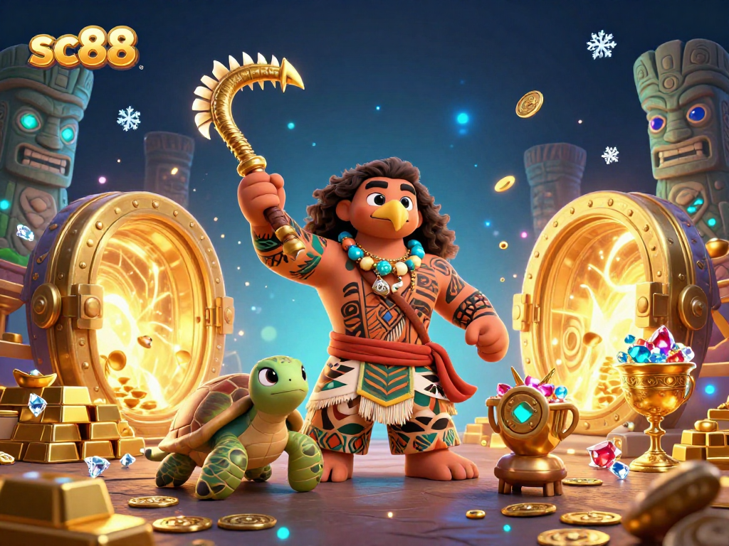 Spin the reels of sc88 with vibrant treasure and characters in an exciting casino scene.