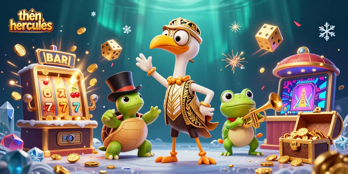 Experience thrilling gameplay with thần hercules in a vibrant casino scene featuring lively characters and dynamic elements.