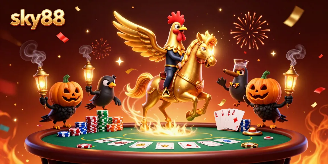 Experience the thrill of the casino at sky88 with vibrant characters and rich gaming elements.