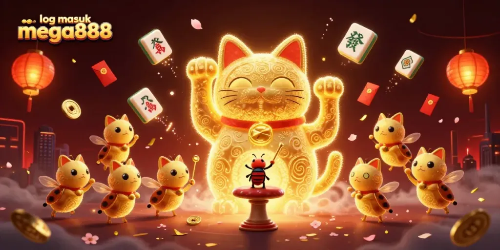 Engage with the magical world of log masuk mega888 as golden fireflies embody luck in this vibrant casino scene.