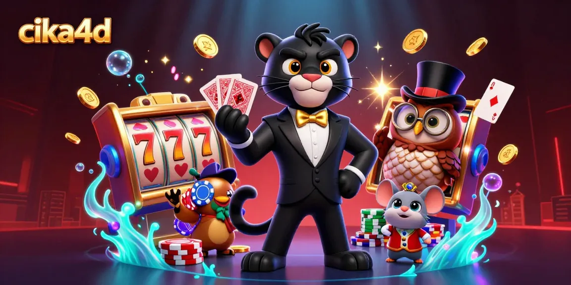 Experience thrilling gameplay at cika4d featuring a dynamic 3D scene with cartoon characters and casino elements.