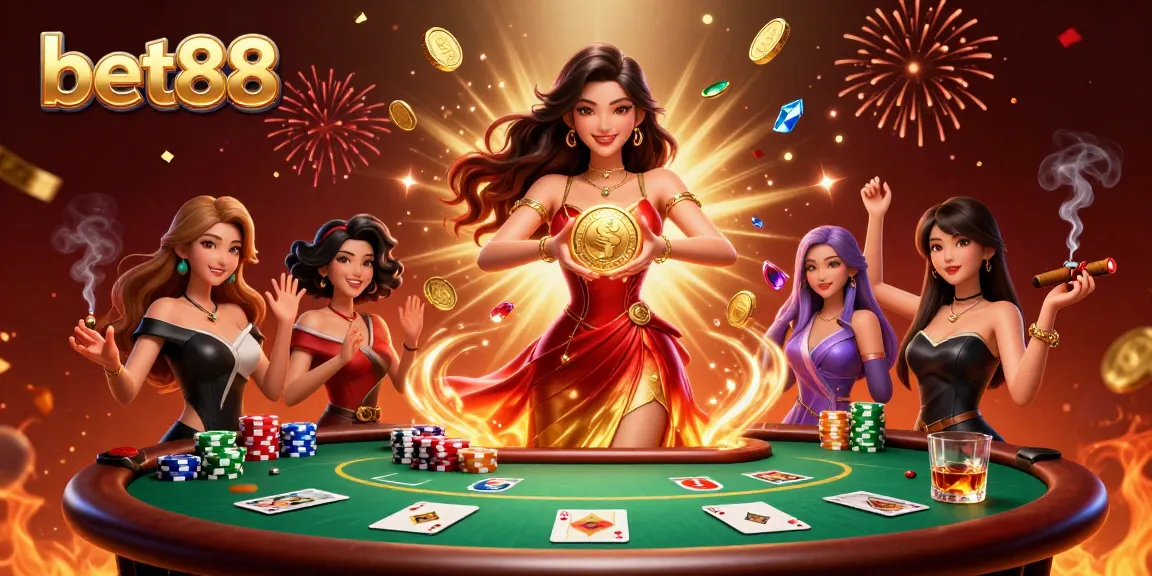 Experience excitement with bet88 as you enjoy gaming action surrounded by vibrant poker elements.
