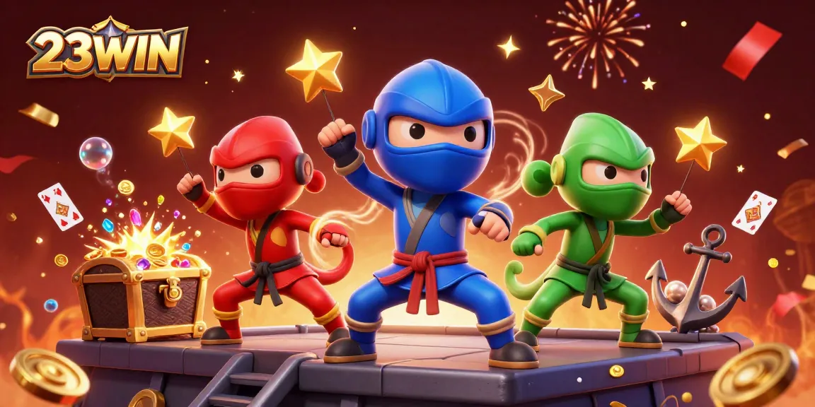 Experience thrilling moments with 23WIN as Ninja Chameleons engage in a dynamic casino scene.