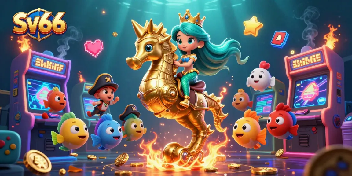 Immerse in Sv66's vibrant underwater casino adventure with a mermaid princess and seahorse.