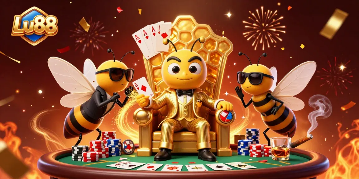 Experience the excitement of Lu88 with a stunning 3D digital illustration capturing the vibrant gambling scene.