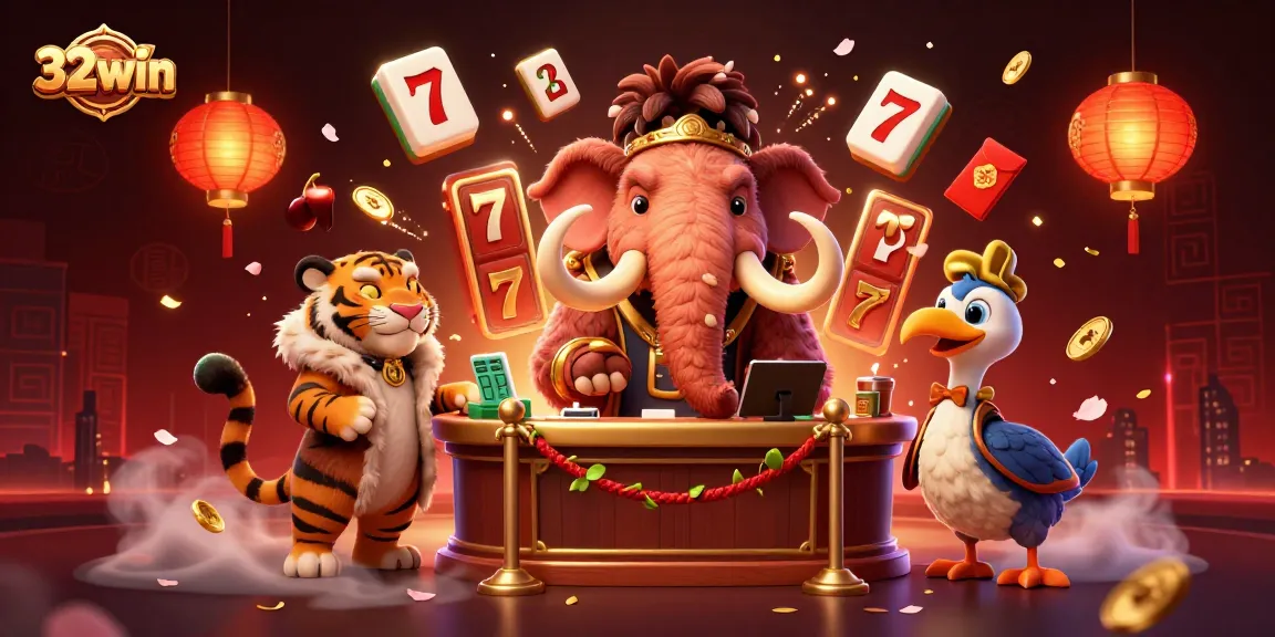 Experience thrilling wins with 32win's vibrant casino scene featuring unique characters and dynamic game elements.
