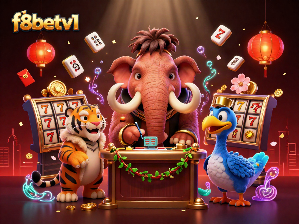 Engage with f8betv1 where fun meets fortune in a vibrant casino scene featuring unique characters and lively gaming elements.