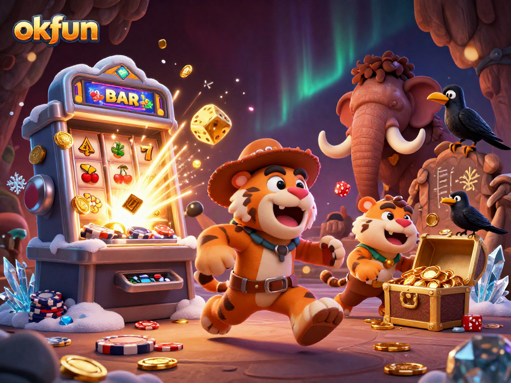 Spin the reels with okfun as you enjoy a thrilling casino experience amidst dynamic 3D characters.