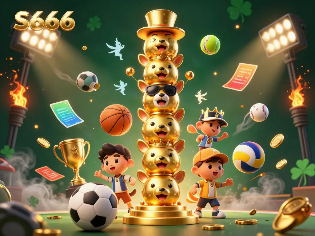 Join the exciting world of S666, featuring a vibrant casino with dynamic sports elements and golden visual flair.