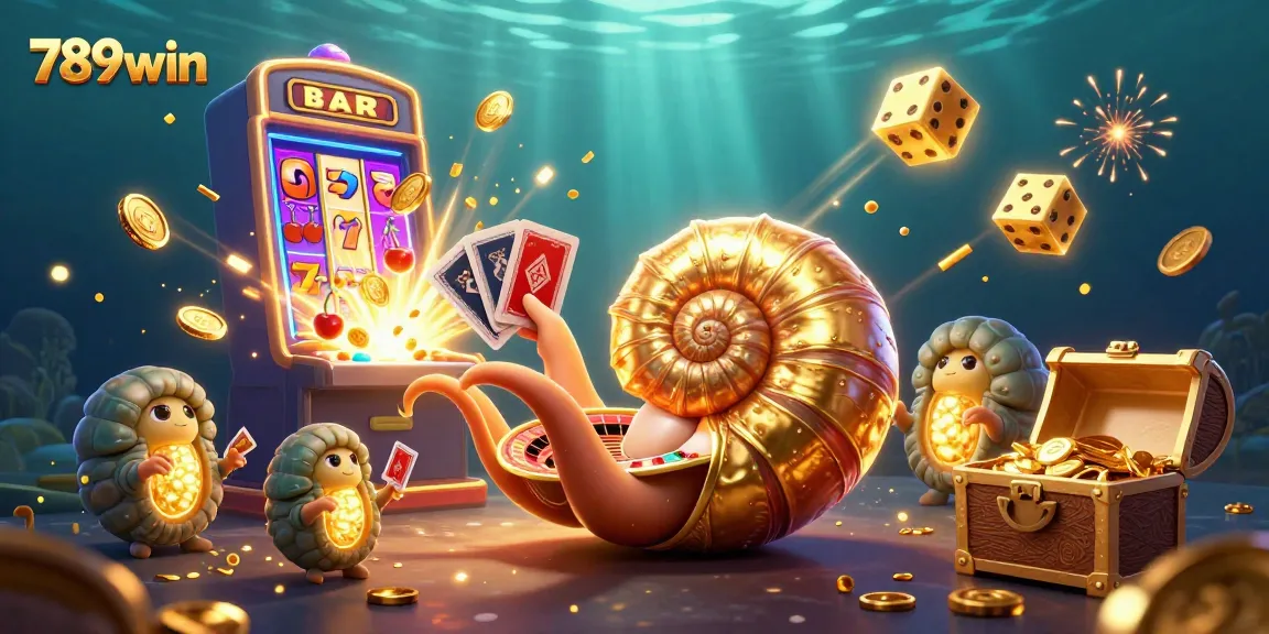 Engage with 789win as a 3D nautilus unleashes casino adventures with vibrant game elements.