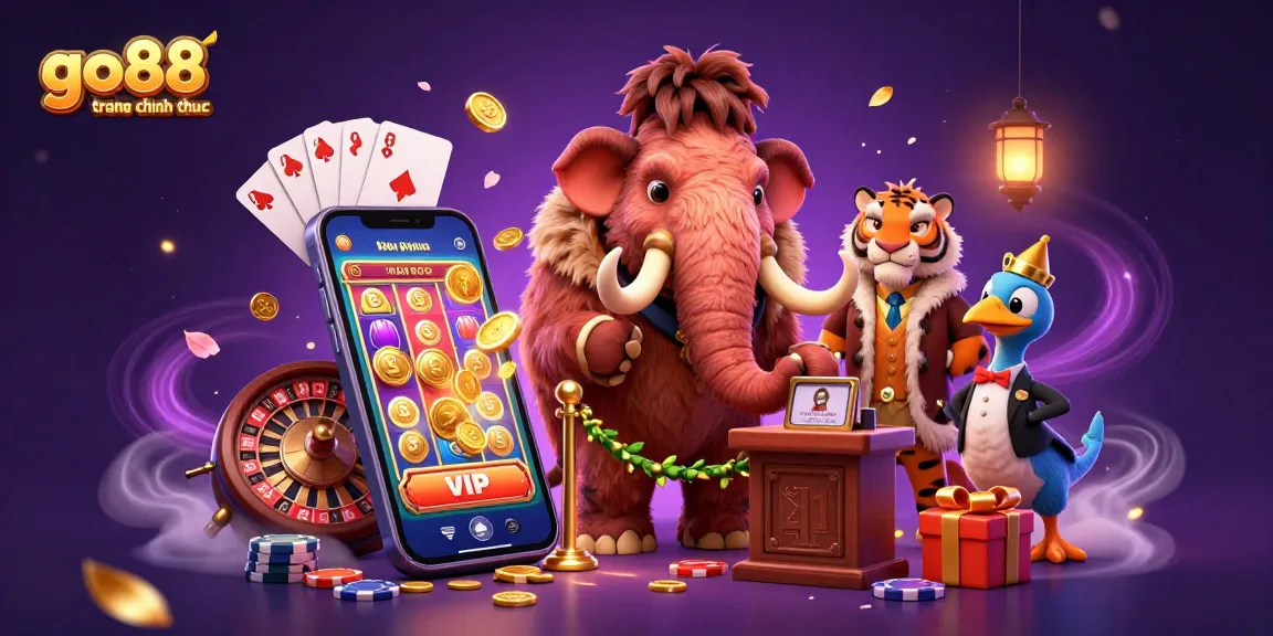 Experience the excitement of go88 trang chu chinh thuc with a vibrant casino scene featuring charming characters and dynamic game elements.