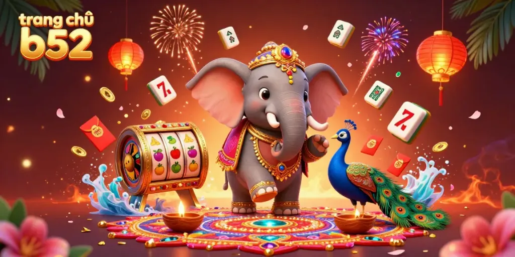 Experience gaming thrills on trang chủ b52 with vibrant slot reels, treasures, and animated celebrations.