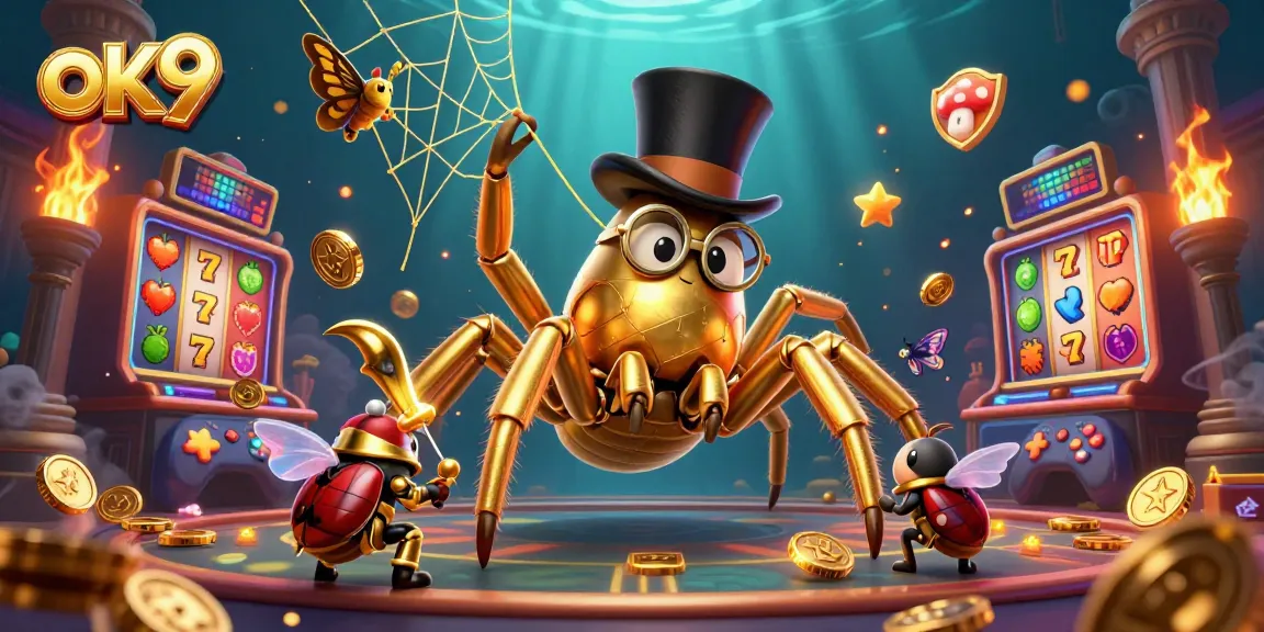 Experience thrilling casino action with the ok9 tarantula in a vibrant gaming scene.