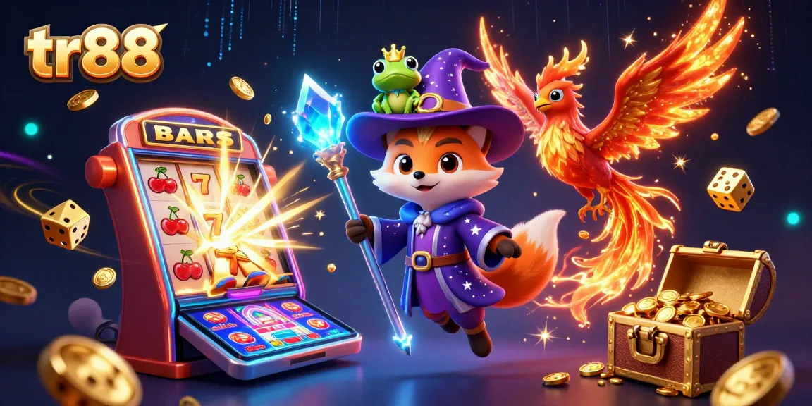 Spin the tr88 slots while winning with vibrant animations and magical creatures in an enchanting casino scene.