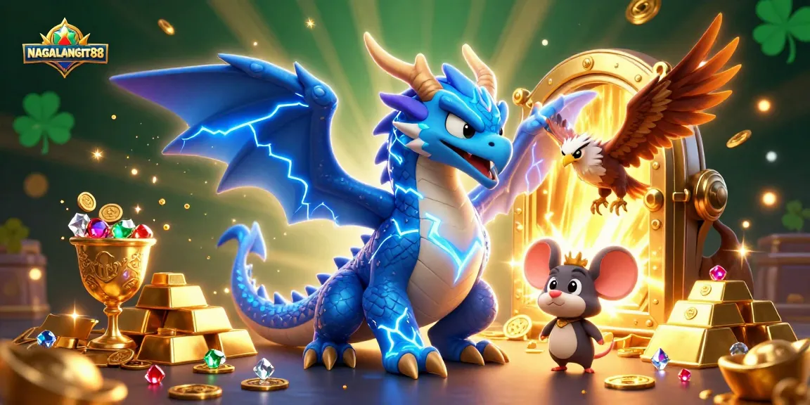 NAGALANGIT88 showcases thrilling gaming moments with vibrant casino elements and a dynamic 3D illustration.