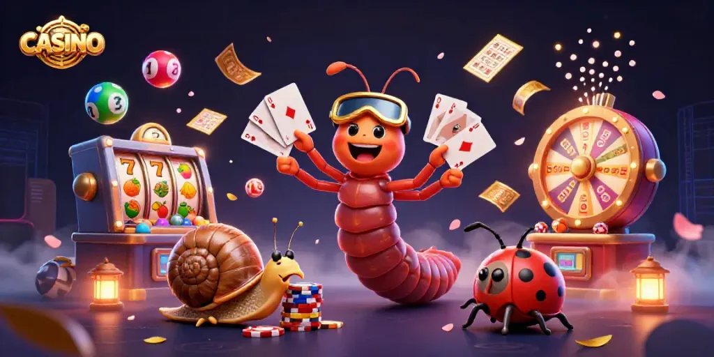 Experience the casino excitement with vibrant games and animated characters in action.