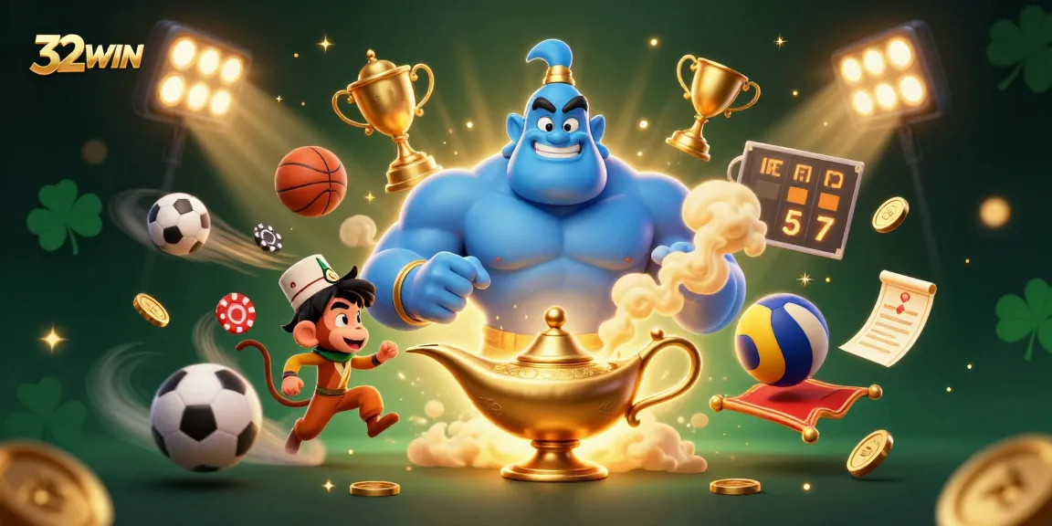 Engage in thrilling gaming adventures with 32WIN's captivating atmosphere and vibrant casino elements.