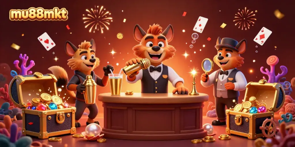 Experience mu88mkt's vibrant casino scene with hyenas bringing joy and entertainment to gamblers.