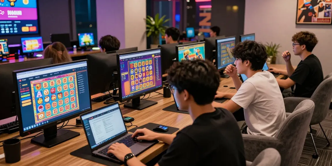 Link Alternatif Togel88 with enthusiastic gamers engaging in online betting activities at a modern lounge.