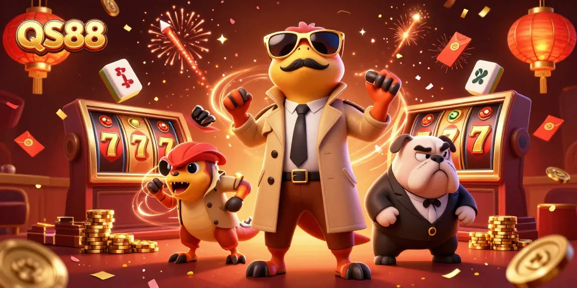 Engage in thrilling casino excitement at QS88 with cartoon raptors incognito in a trench coat.