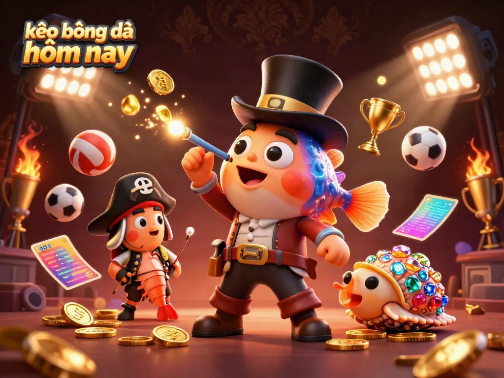 Experience thrilling sports betting with kèo bóng đá hôm nay in a vibrant 3D scene of animated sea characters.