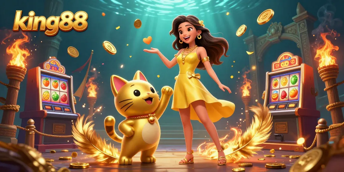 Experience the thrill of king88 with the vibrant lucky cat and bright casino atmosphere.