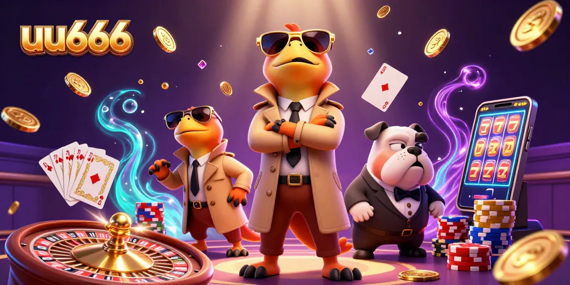Experience the thrill of uu666 with raptors in a trench coat entering a VIP casino lounge.