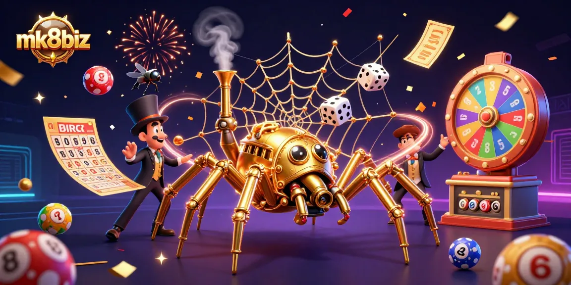 Engage with mk8biz in this exciting 3D scene featuring a lively jackpot experience.