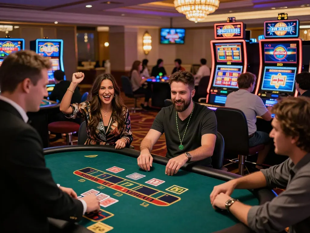 Exciting live casino action at 9bet with players enjoying Baccarat and winning at slot machines.