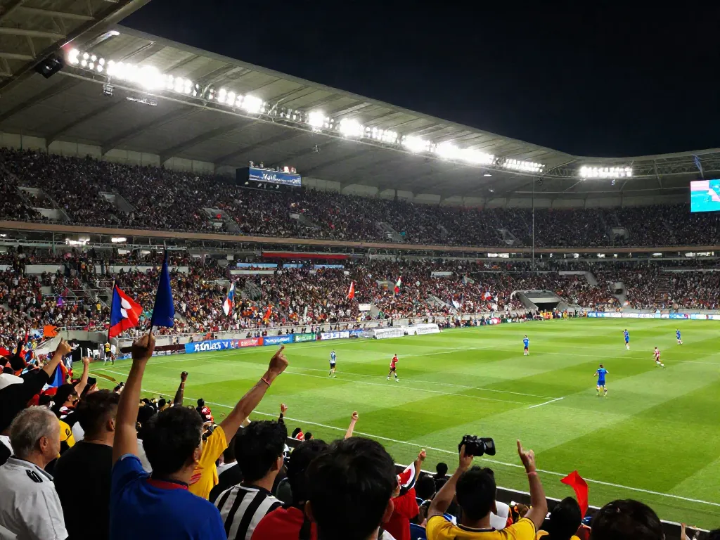 Xoilactv fans celebrating during a thrilling football match in a vibrant stadium atmosphere.