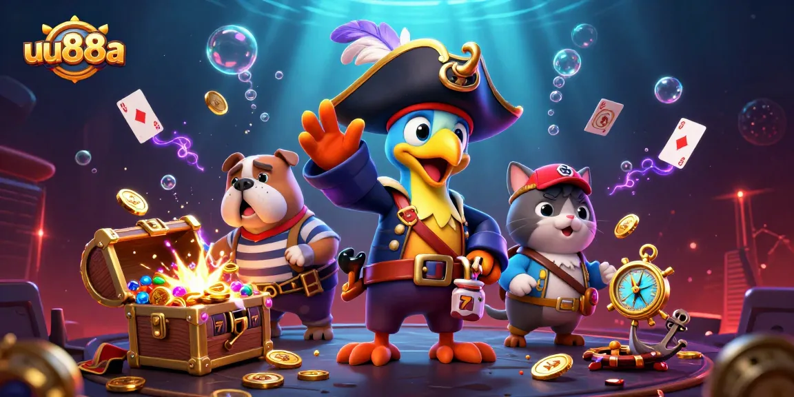 Experience the excitement of uu88a with pirates, jackpots, and treasures in this vibrant casino-themed scene.