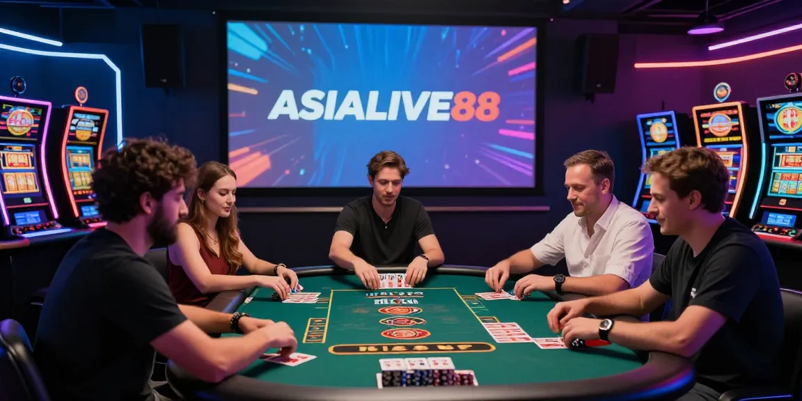 ASIALIVE88 online casino scene with players engaged in vibrant baccarat game, showcasing modern gaming excitement.