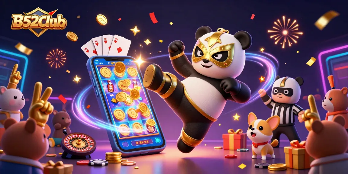 B52Club showcases thrilling online gaming action with lively character interactions and vibrant casino elements.