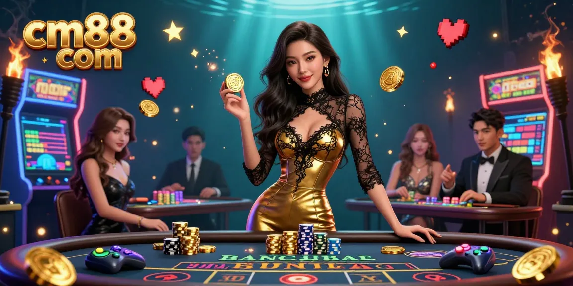 Engage with cm88 com's exciting baccarat scene showcasing a glamorous player at a high-stakes table.
