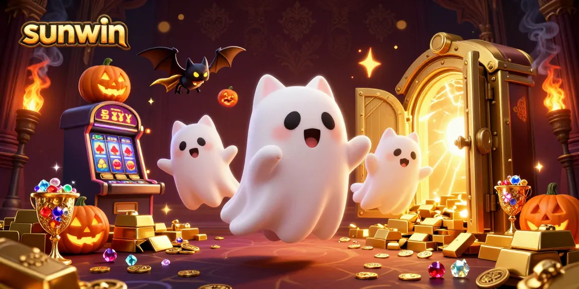 Experience thrilling gameplay with sunwin at a haunted casino filled with treasures and playful characters.