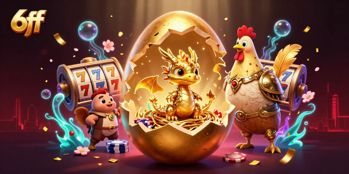 Spin the reels of 6ff's casino games with a vibrant, golden dragon guarding your chips.