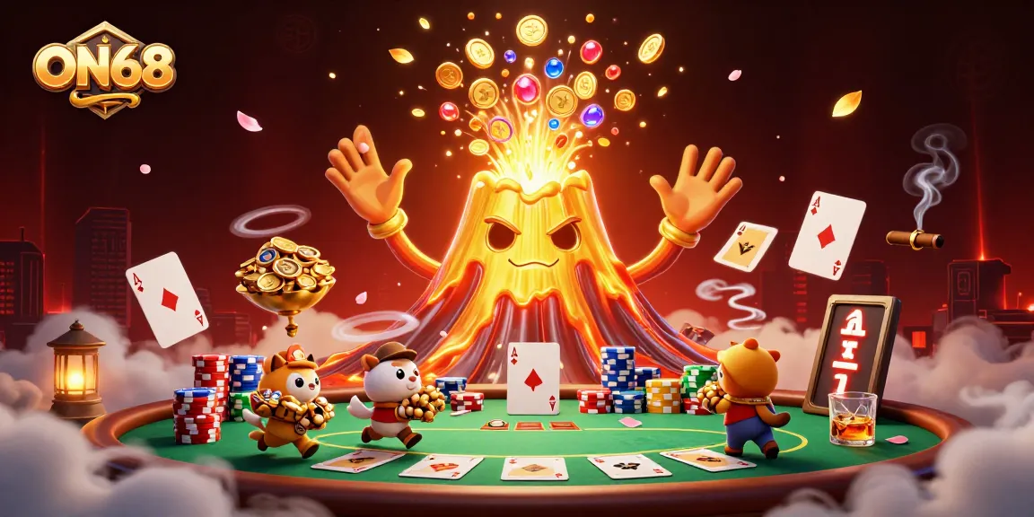 Experience thrilling gaming at ON68 with dynamic casino action in a vibrant 3D scene.