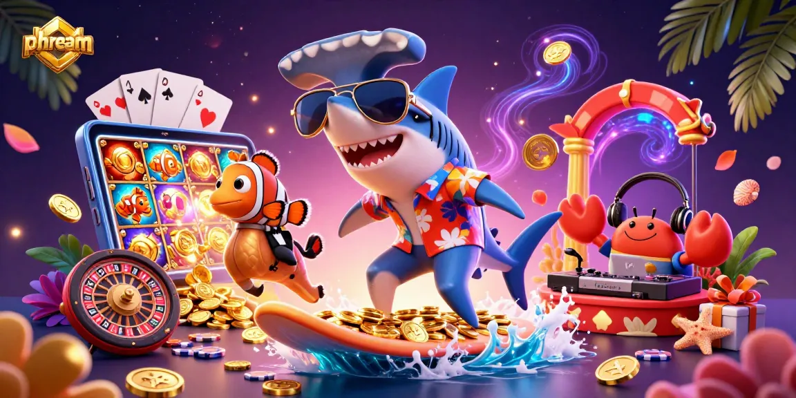 Enjoy thrilling gaming at phdream with a vibrant casino-themed 3D illustration showcasing fun characters and dynamic elements.