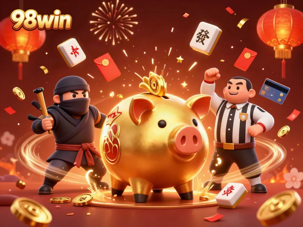 Experience exciting gameplay with 98win's colorful 3D casino scene featuring vibrant action.