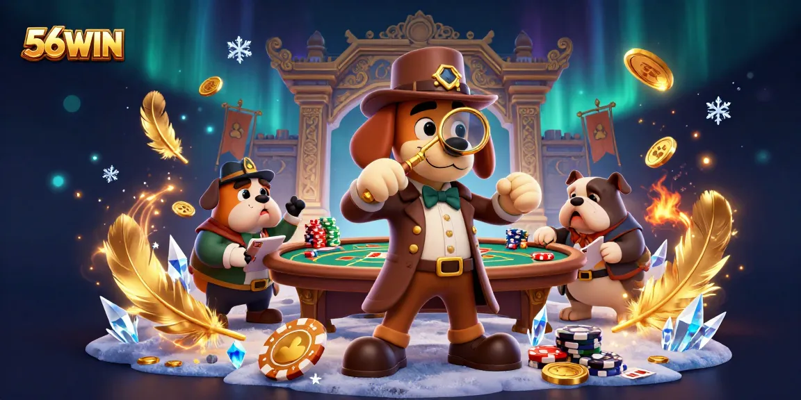Engage in poker strategies at 56WIN with dynamic clues and gold betting tokens.