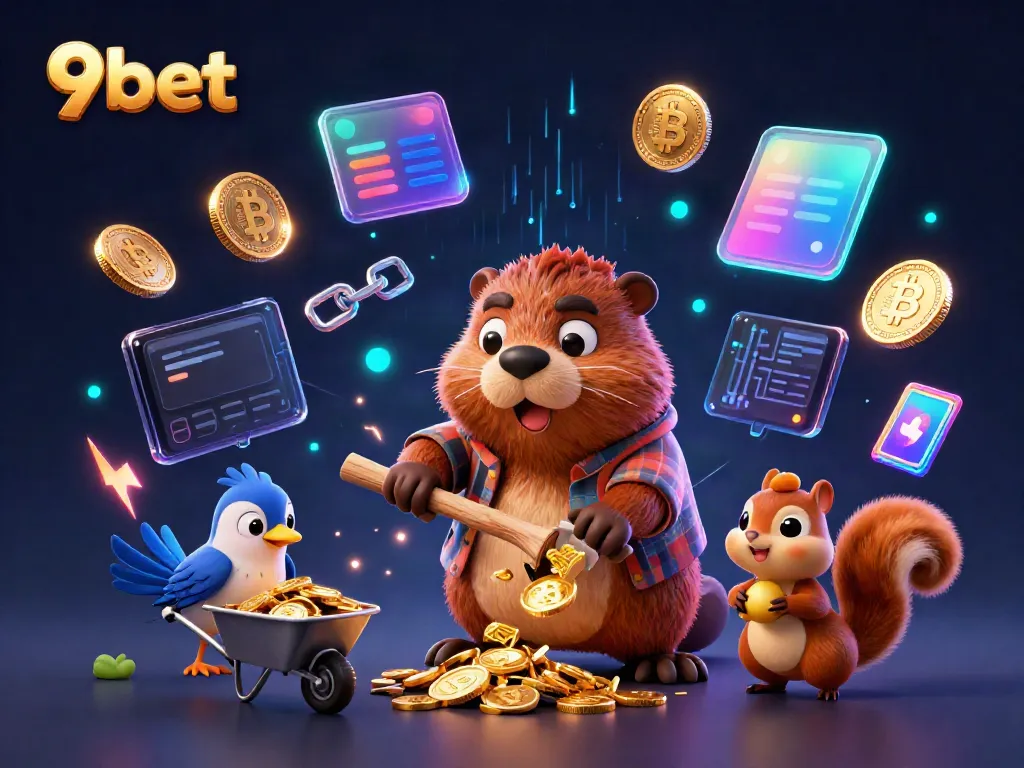 Engage in thrilling gaming experiences at 9bet while admiring animated characters amidst a rich casino scene.