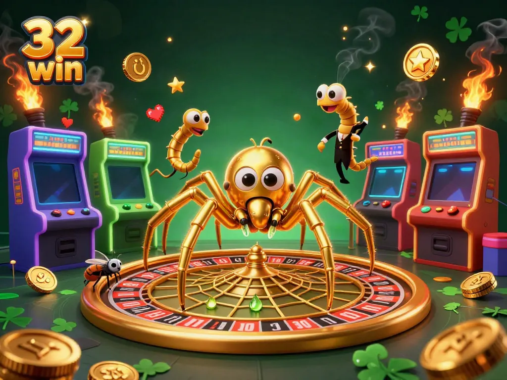 Experience thrilling gameplay at 32 win with a 3D casino scene featuring unique characters and vibrant gaming elements.