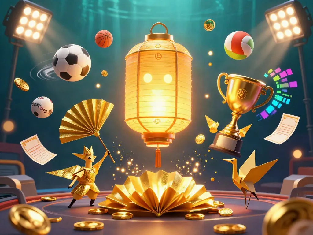 Experience the excitement of betting with keonhacai188 in a vibrant casino scene filled with golden characters and sports elements.