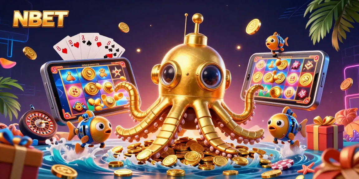Engage in the exciting NBET gaming adventure with a stunning kraken submarine and mechanical fish.